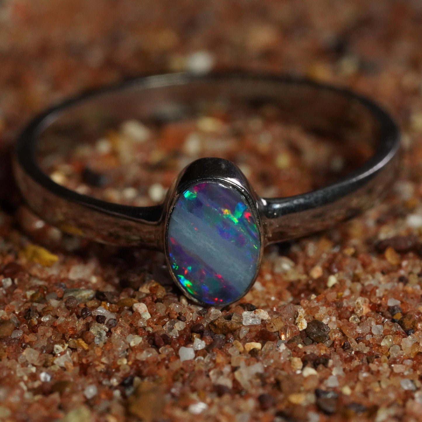 Australian Opal Ring | Sterling Silver | Size 5