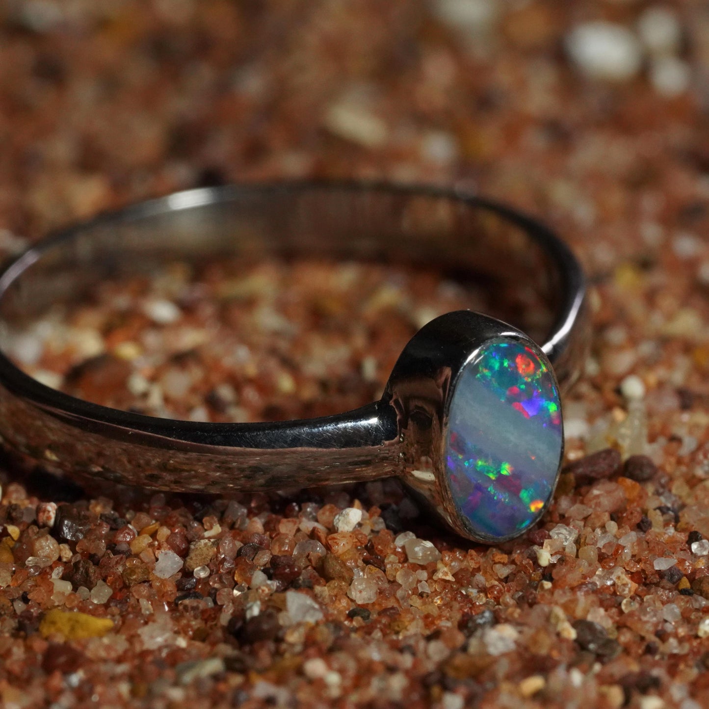 Australian Opal Ring | Sterling Silver | Size 5