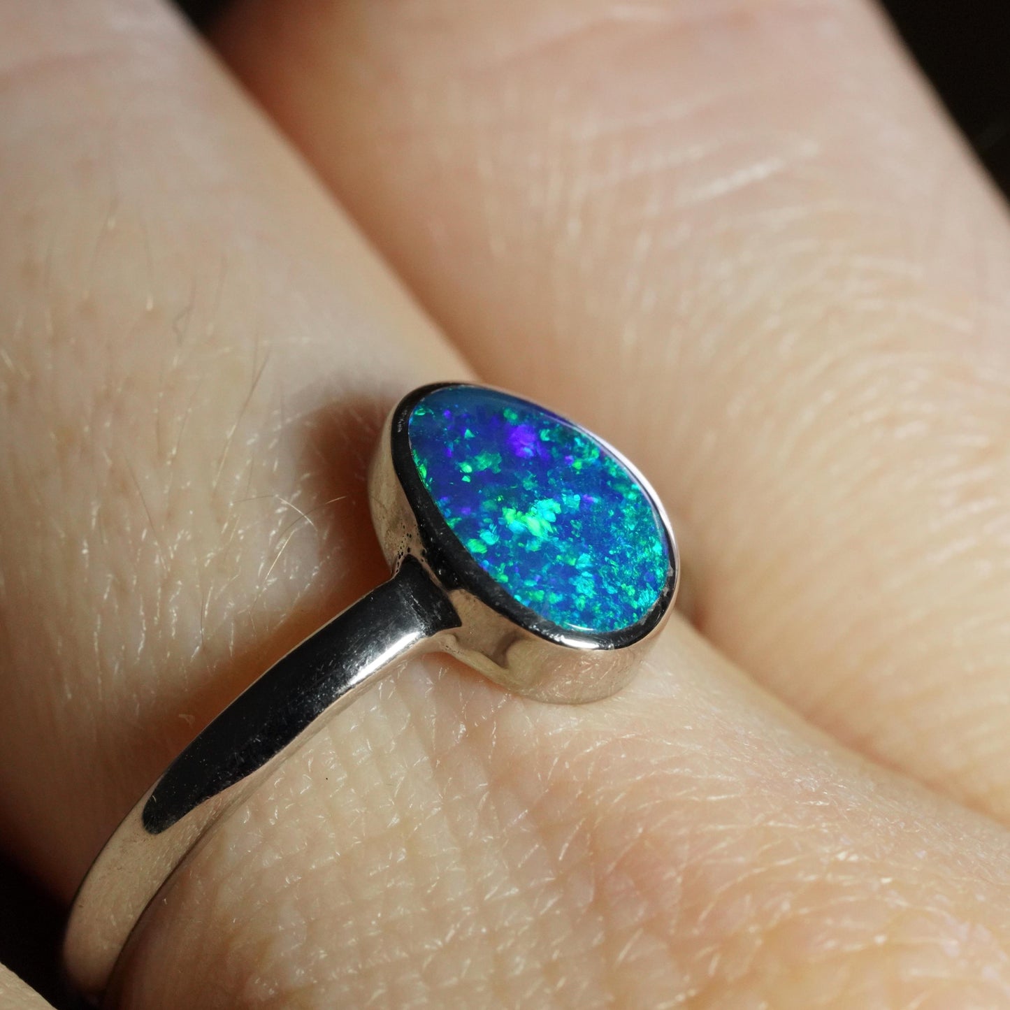 Australian Opal Ring | Sterling Silver | Size 7