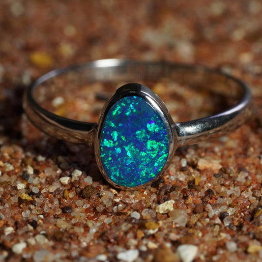 Australian Opal Ring | Sterling Silver | Size 7