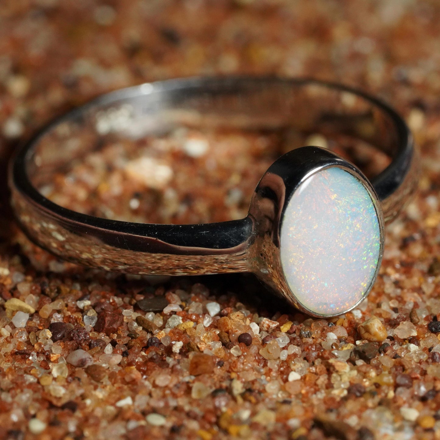 Australian Opal Ring | Sterling Silver | Size 8
