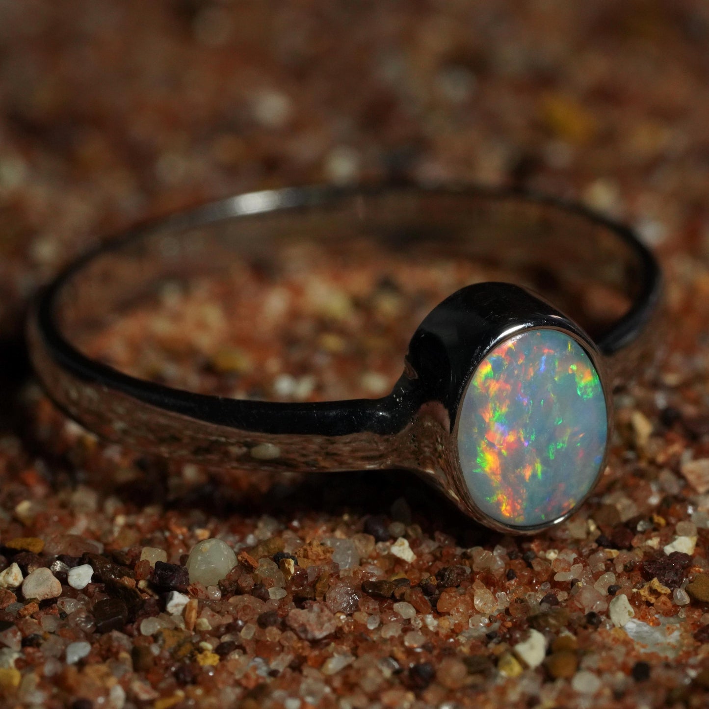 Australian Opal Ring | Sterling Silver | Size 8