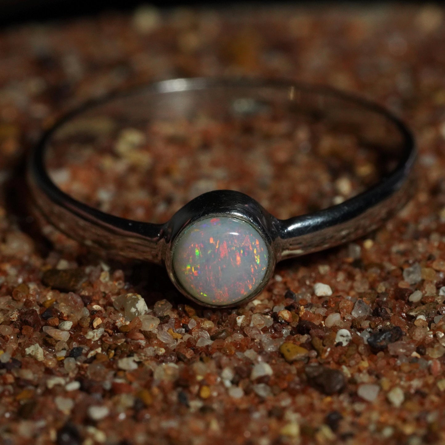 Australian Opal Ring | Sterling Silver | Size 8