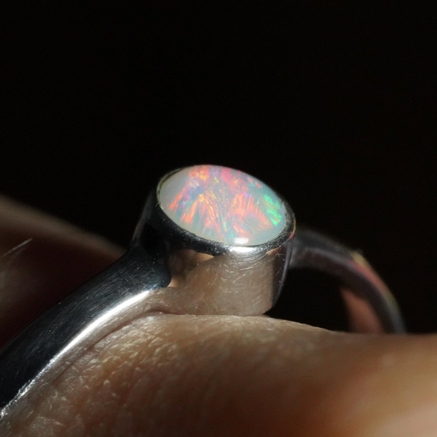 Australian Opal Ring | Sterling Silver | Size 8