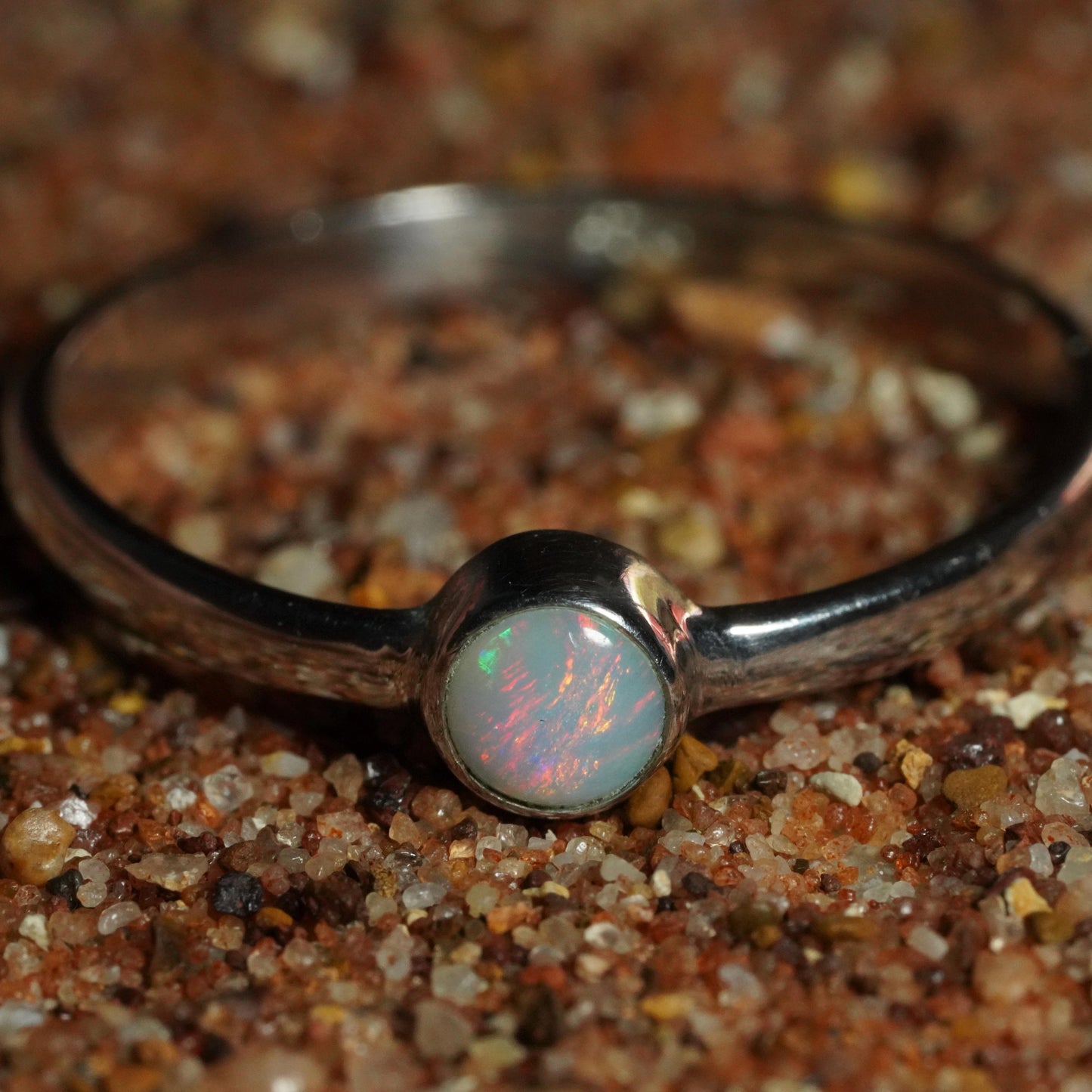 Australian Opal Ring | Sterling Silver | Size 8
