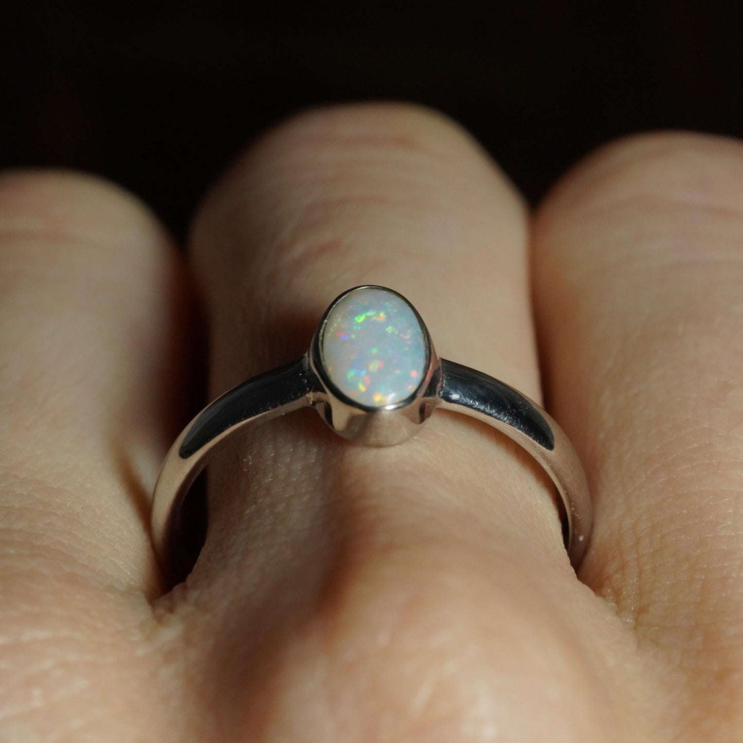 Australian Opal Ring | Sterling Silver | Size 8