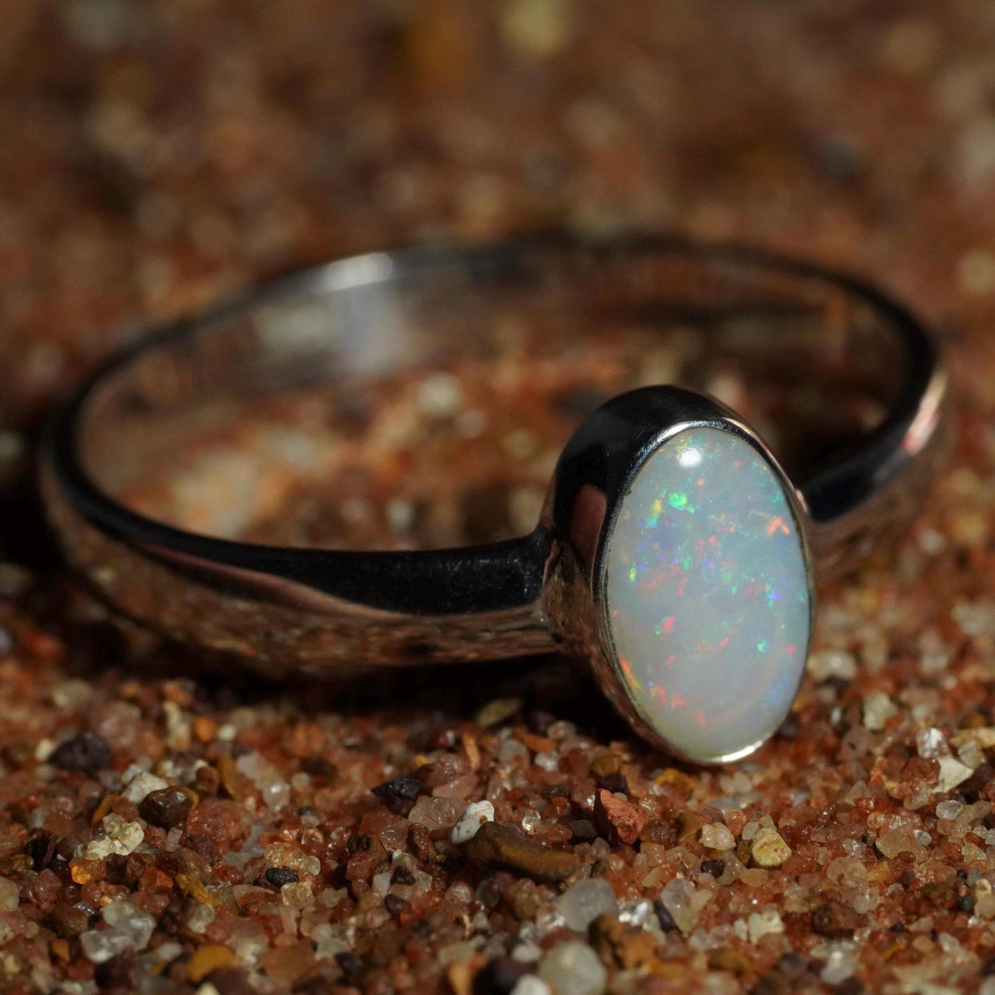 Australian Opal Ring | Sterling Silver | Size 8