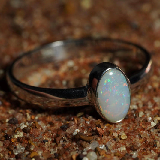 Australian Opal Ring | Sterling Silver | Size 8