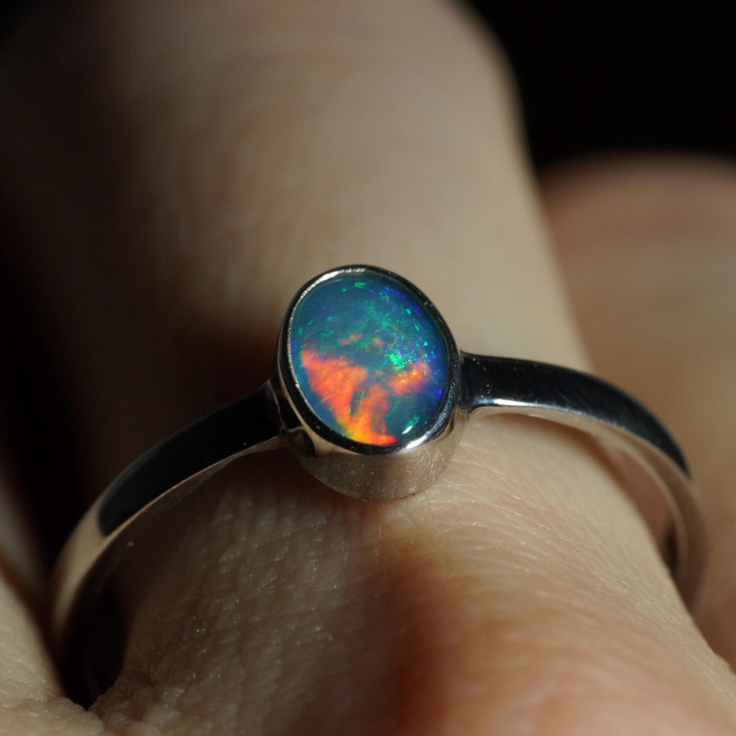 Australian Opal Ring | Sterling Silver | Size 9