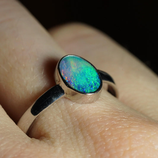 Australian Opal Ring | Sterling Silver | Size 9