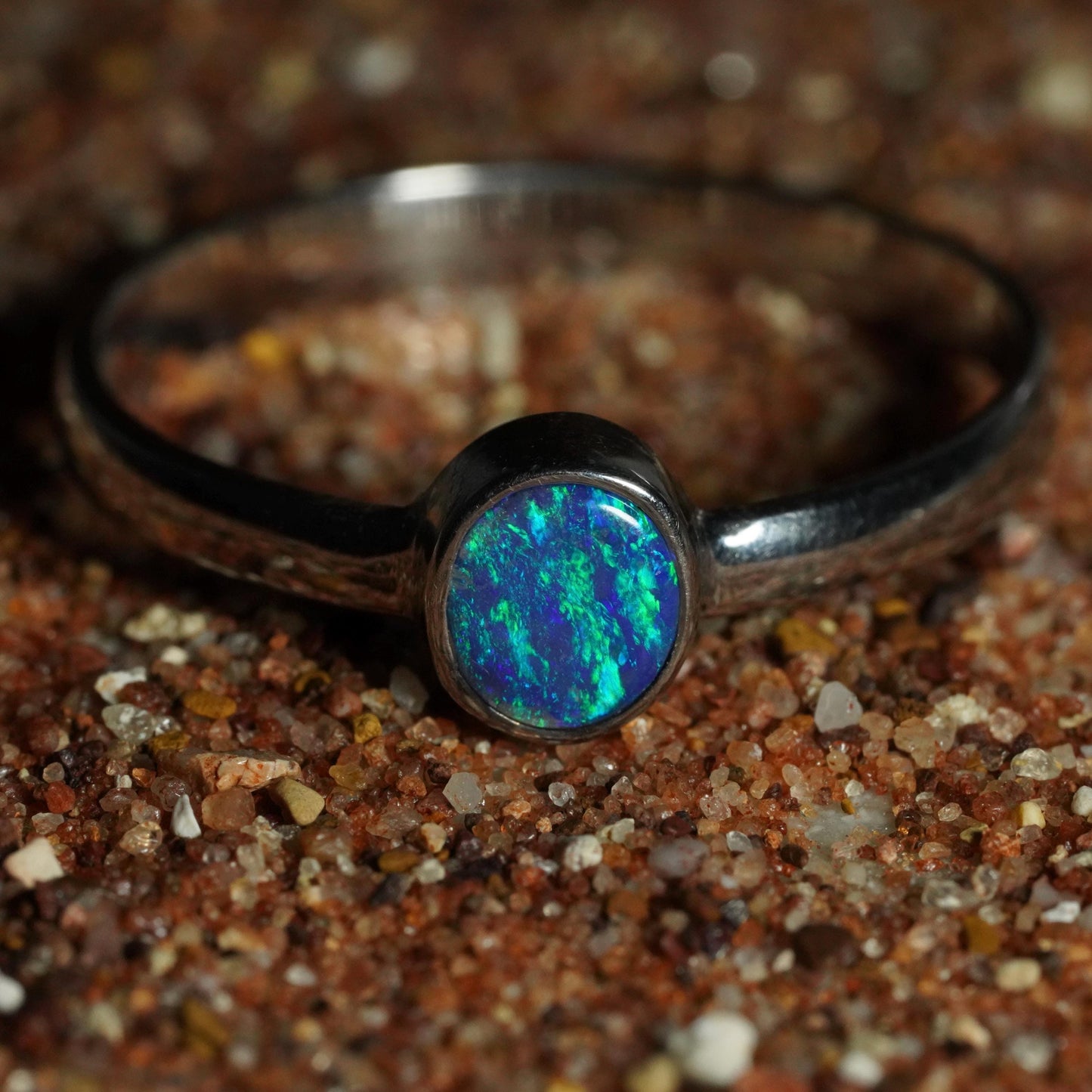 Australian Opal Ring | Sterling Silver | Size 9