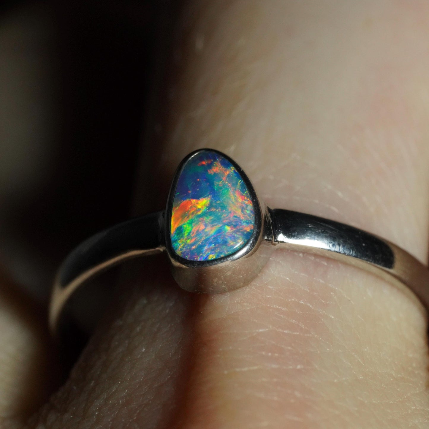 Australian Opal Ring | Sterling Silver | Size 9