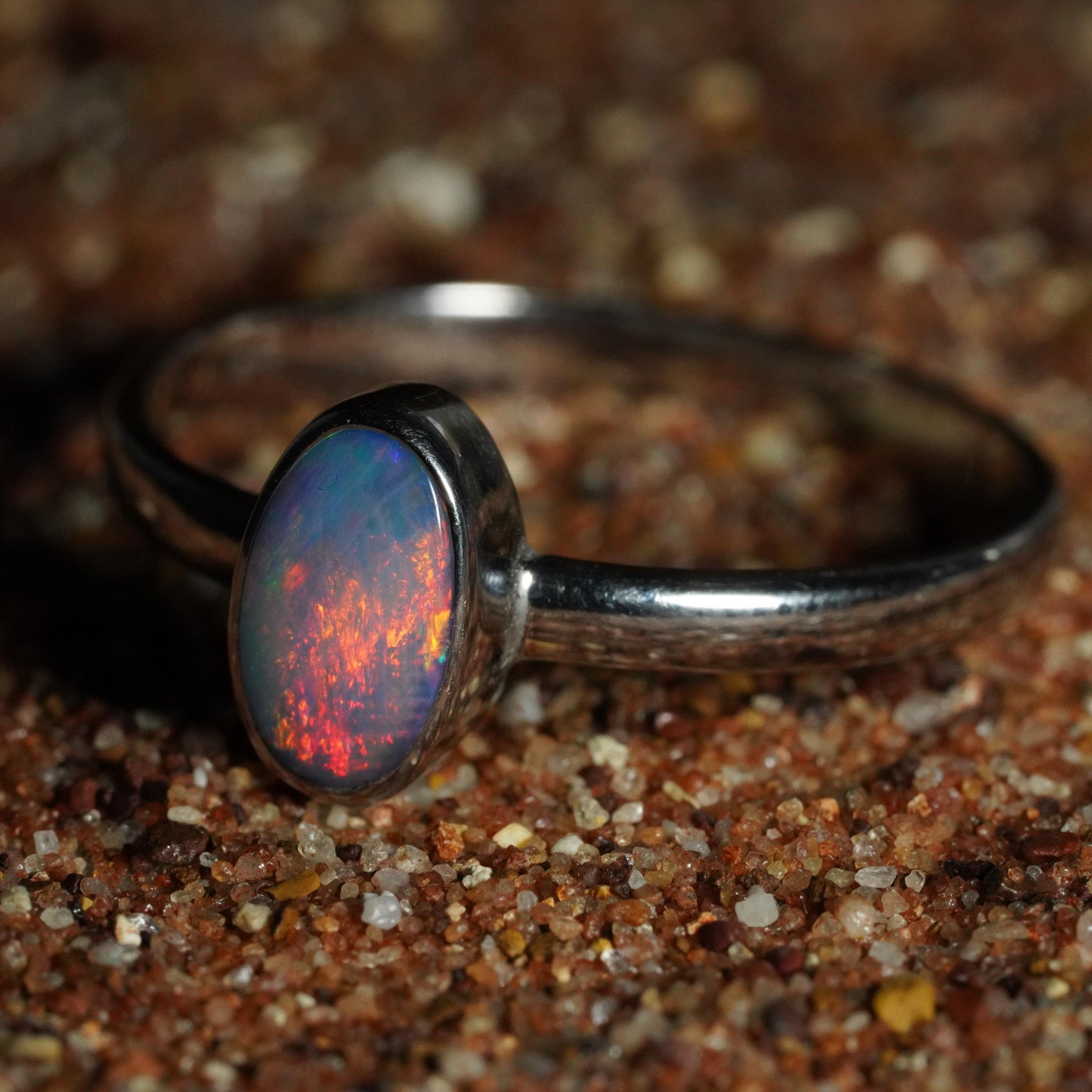 Australian Opal Ring | Sterling Silver | Size 9