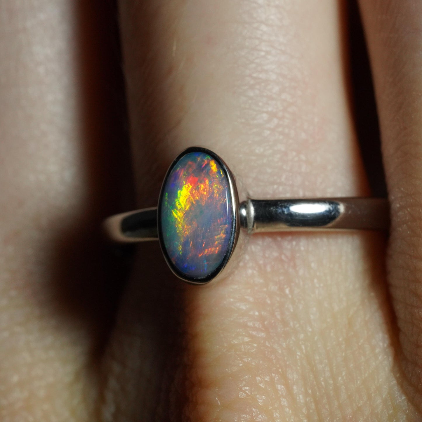 Australian Opal Ring | Sterling Silver | Size 9