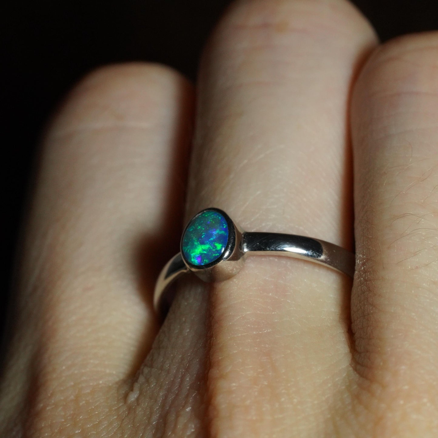 Australian Opal Ring | Sterling Silver | Size 9