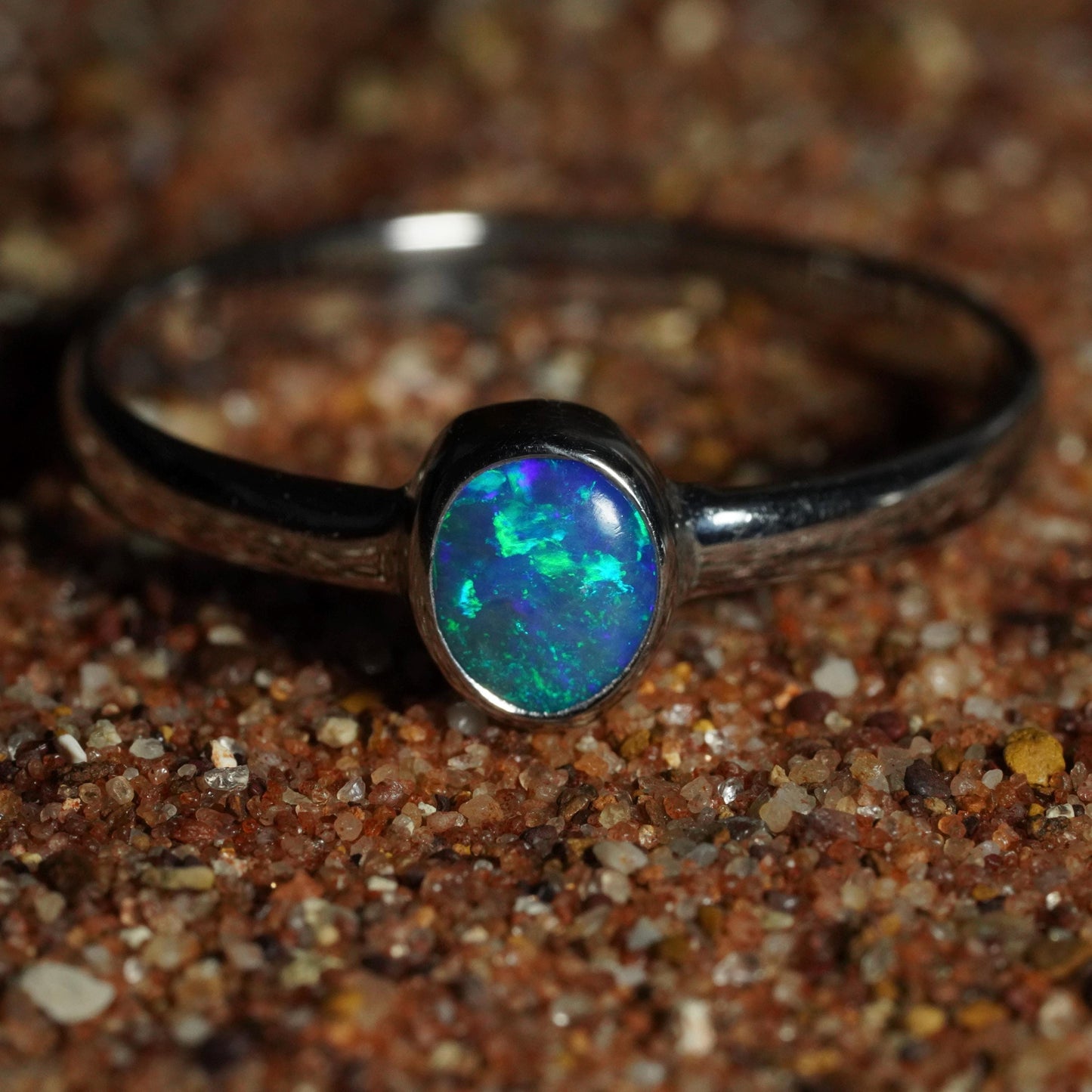 Australian Opal Ring | Sterling Silver | Size 9