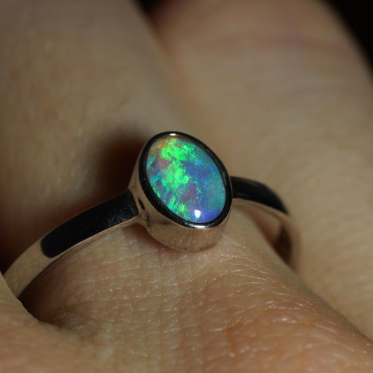 Australian Opal Ring | Sterling Silver | Size 9