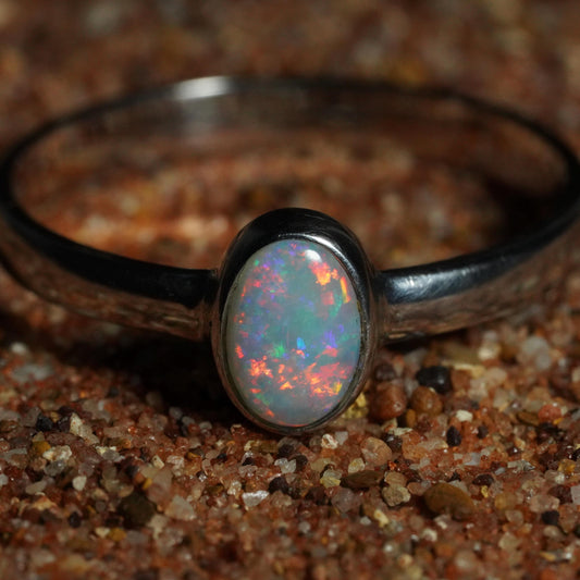 Australian Opal Ring | Sterling Silver | Size 9