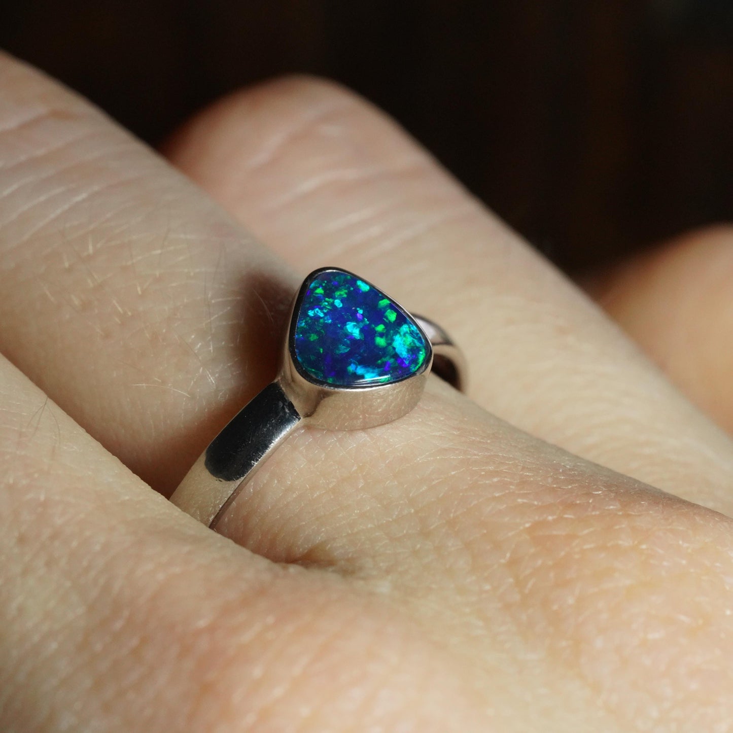 Australian Opal Ring | Sterling Silver | Size 8