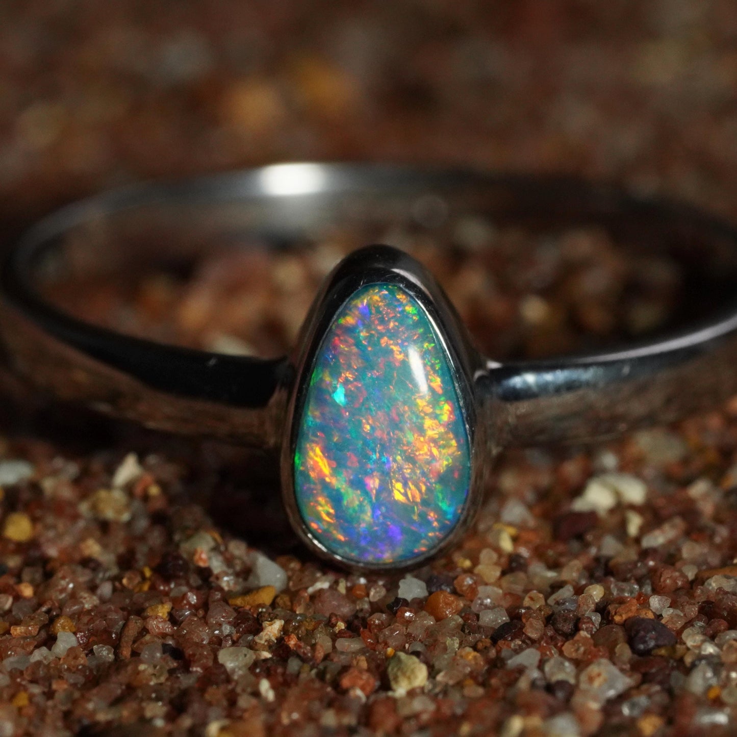 Australian Opal Ring | Sterling Silver | Size 8