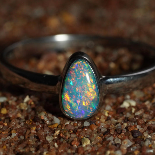 Australian Opal Ring | Sterling Silver | Size 8