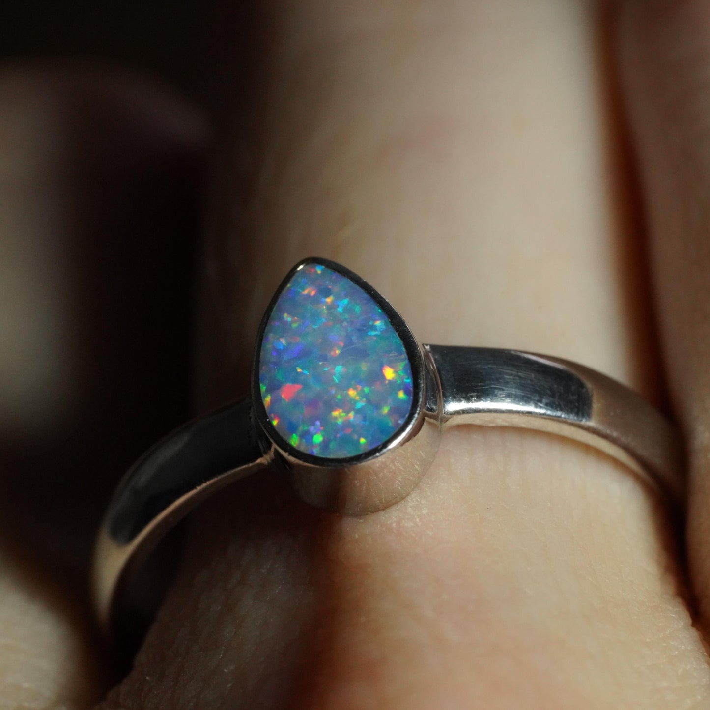 Australian Opal Ring | Sterling Silver | Size 8