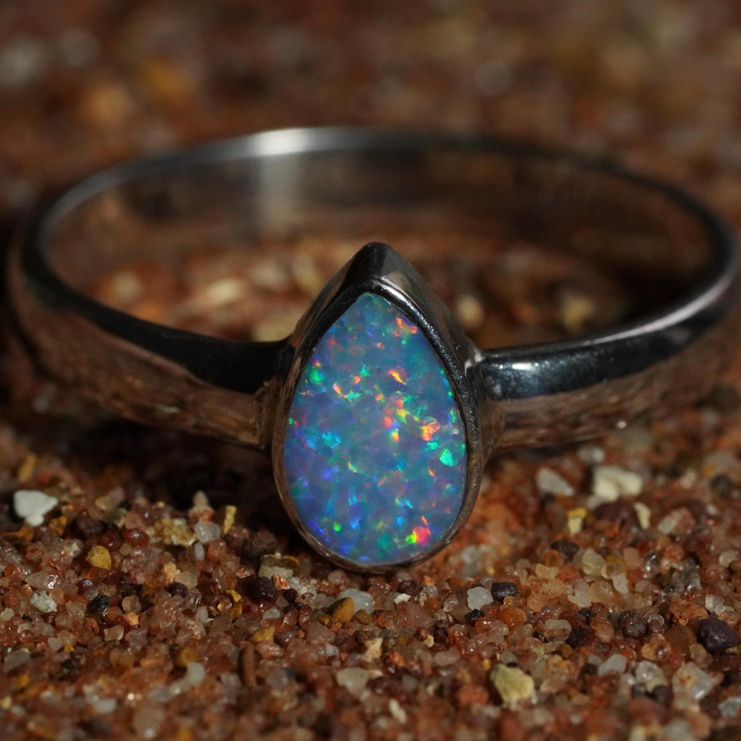 Australian Opal Ring | Sterling Silver | Size 8