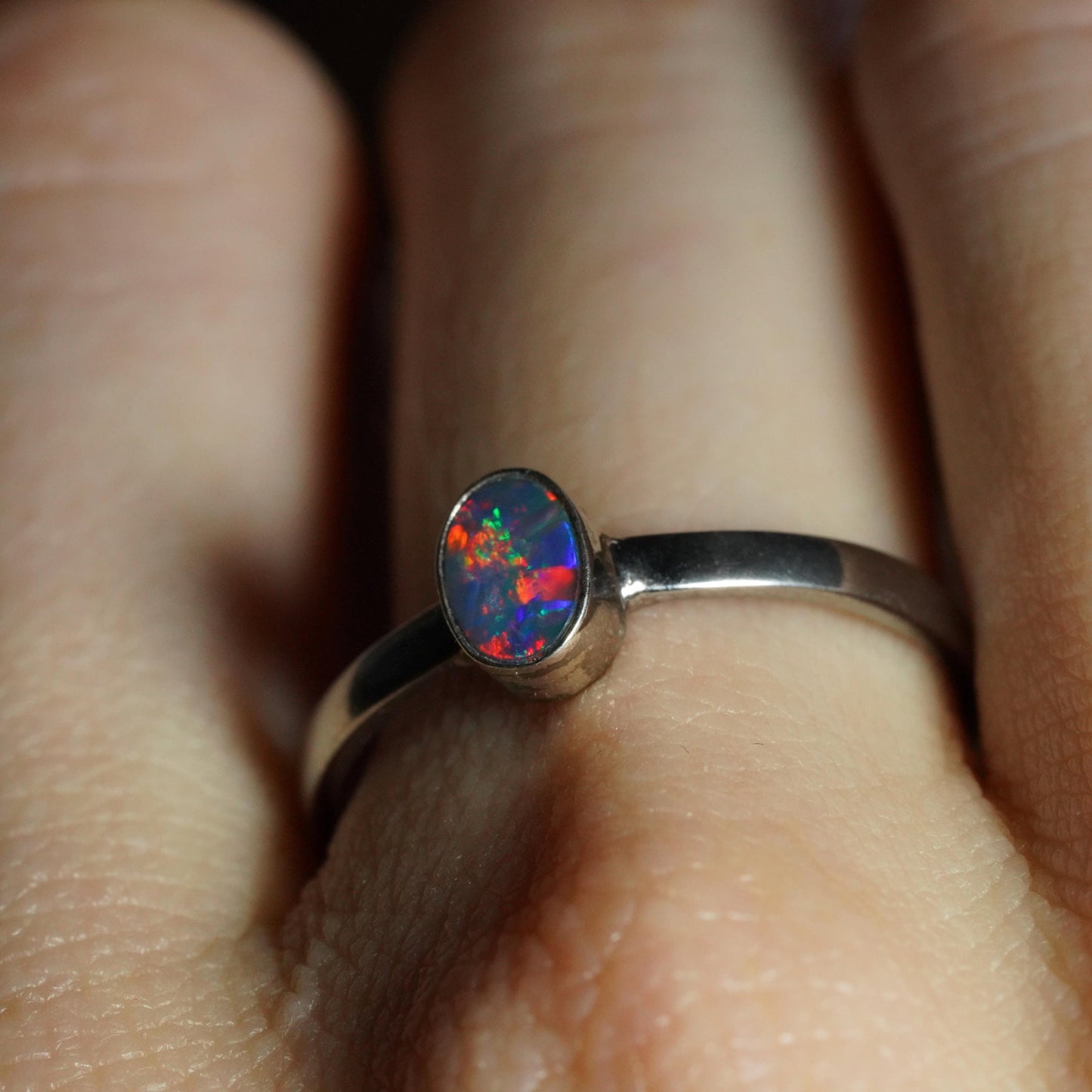 Australian Opal Ring | Sterling Silver | Size 8