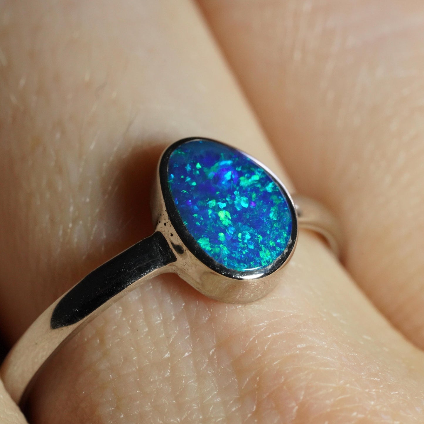 Australian Opal Ring | Sterling Silver | Size 7