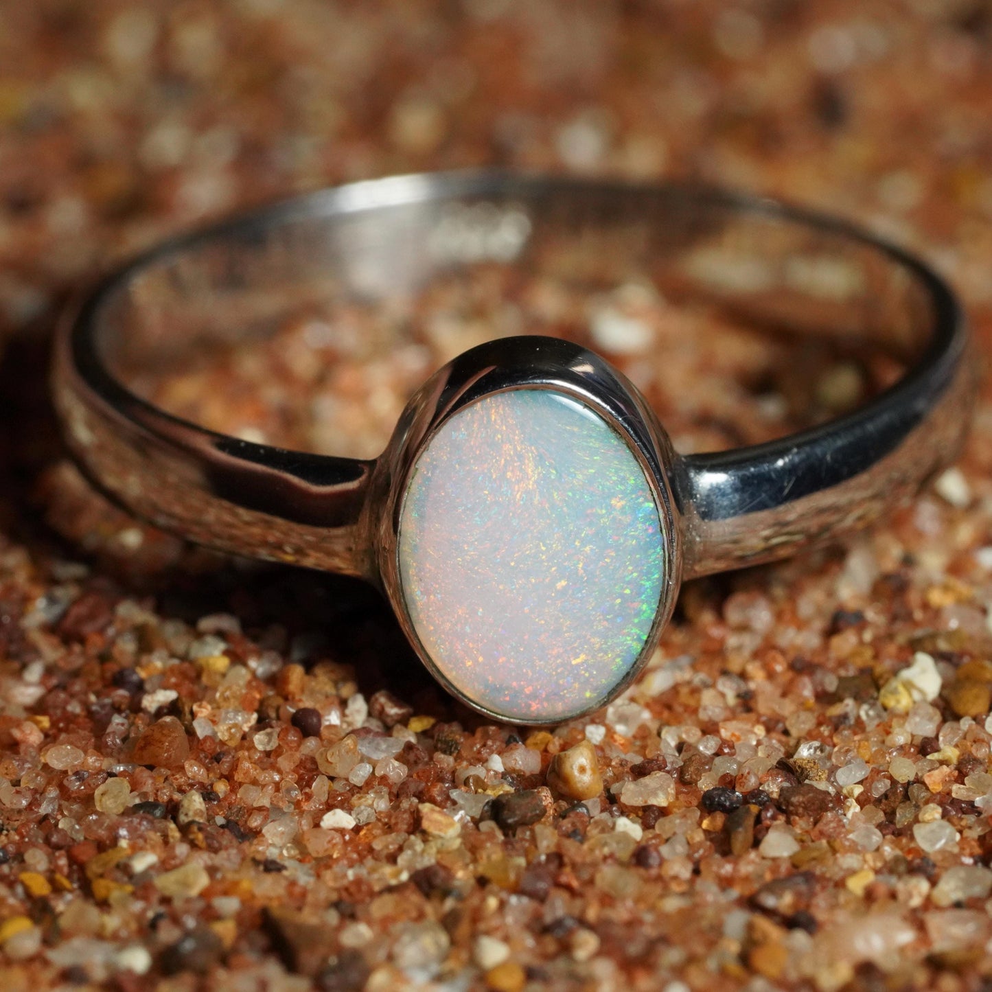 Australian Opal Ring | Sterling Silver | Size 8