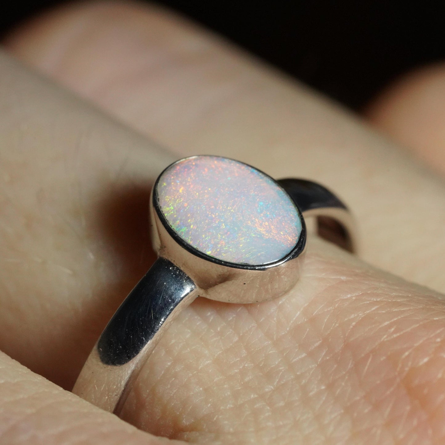 Australian Opal Ring | Sterling Silver | Size 8