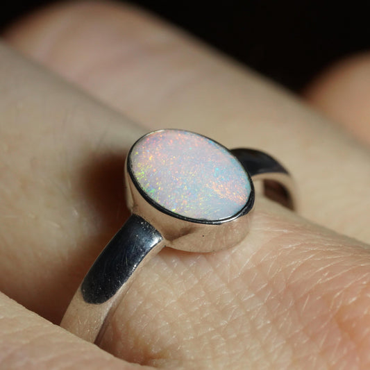 Australian Opal Ring | Sterling Silver | Size 8