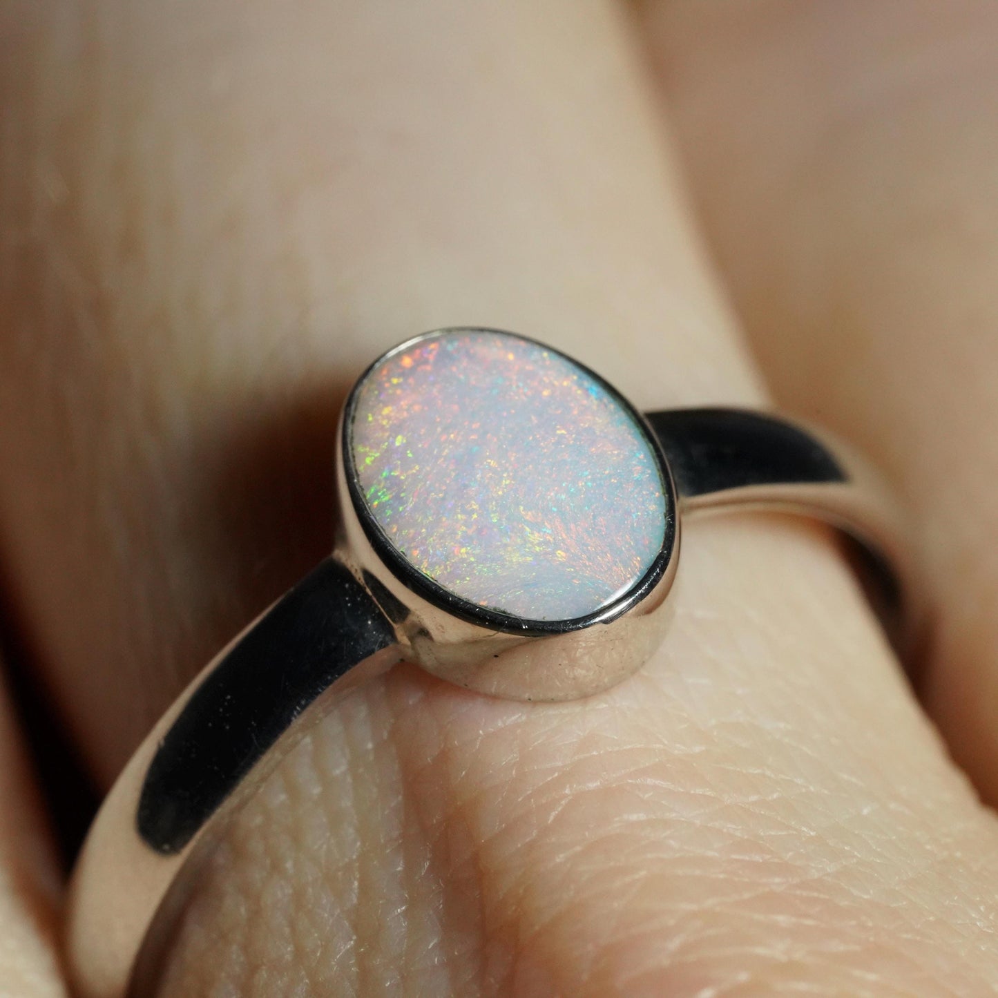 Australian Opal Ring | Sterling Silver | Size 8