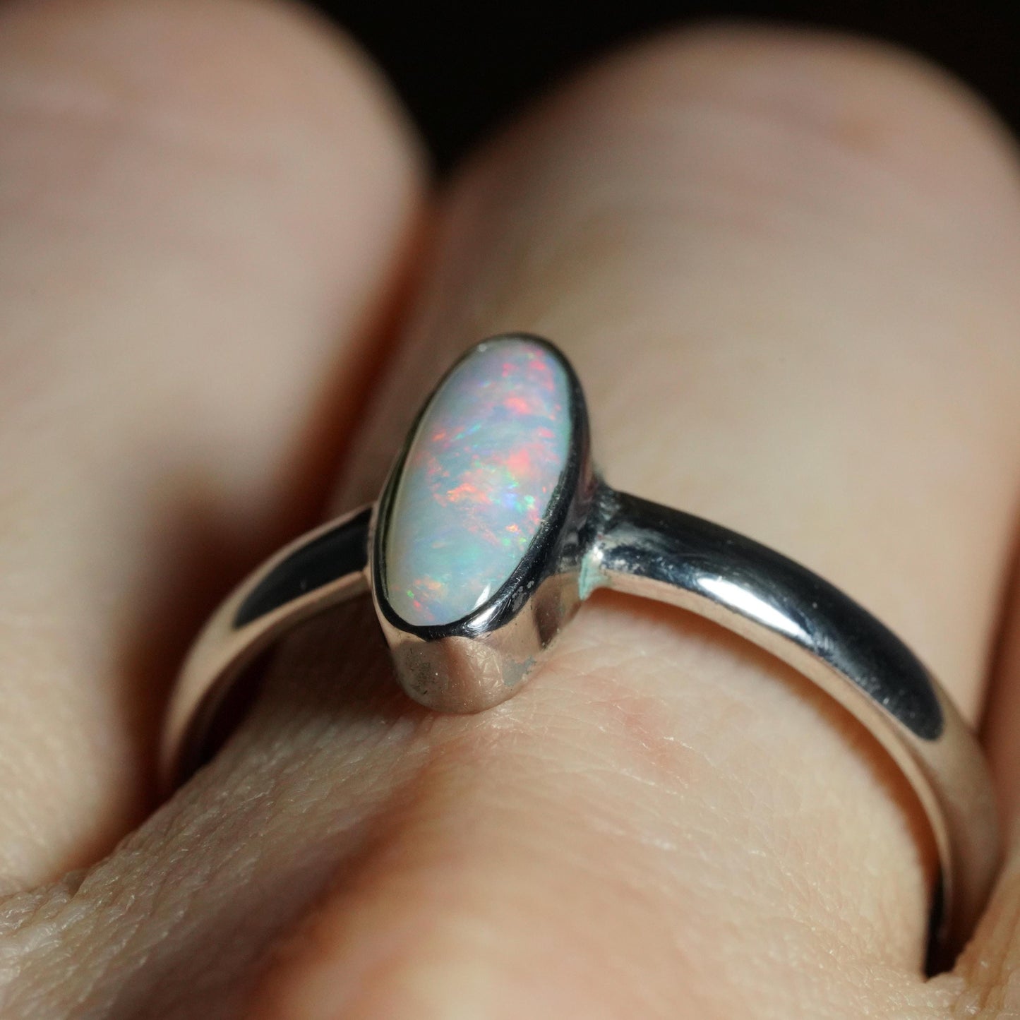 Australian Opal Ring | Sterling Silver | Size 8