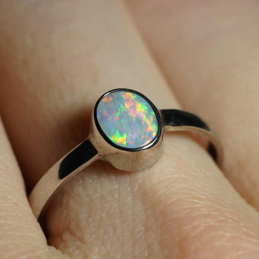 Australian Opal Ring | Sterling Silver | Size 8