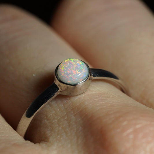 Australian Opal Ring | Sterling Silver | Size 8
