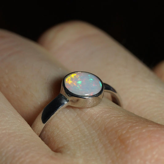 Australian Opal Ring | Sterling Silver | Size 8