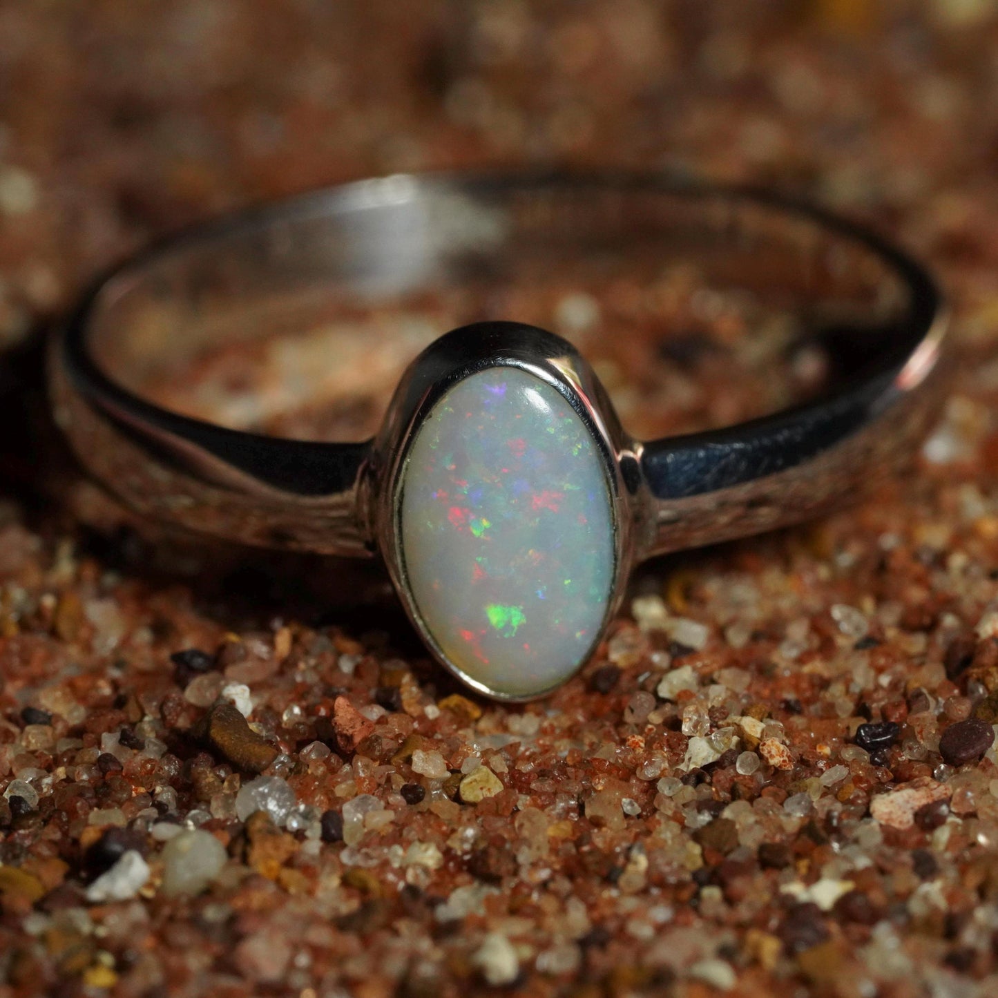 Australian Opal Ring | Sterling Silver | Size 8