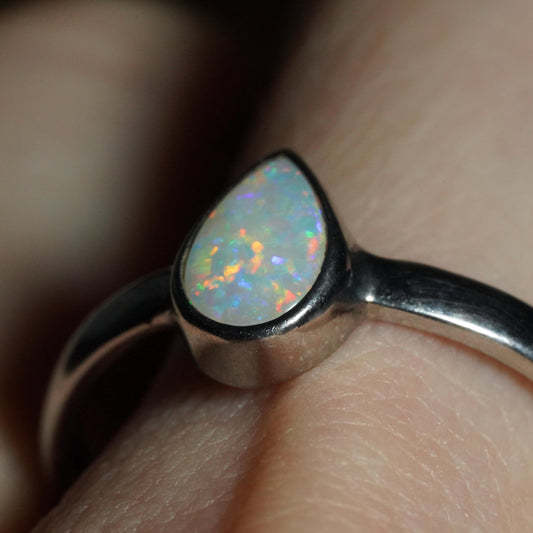 Australian Opal Ring | Sterling Silver | Size 8 3/4