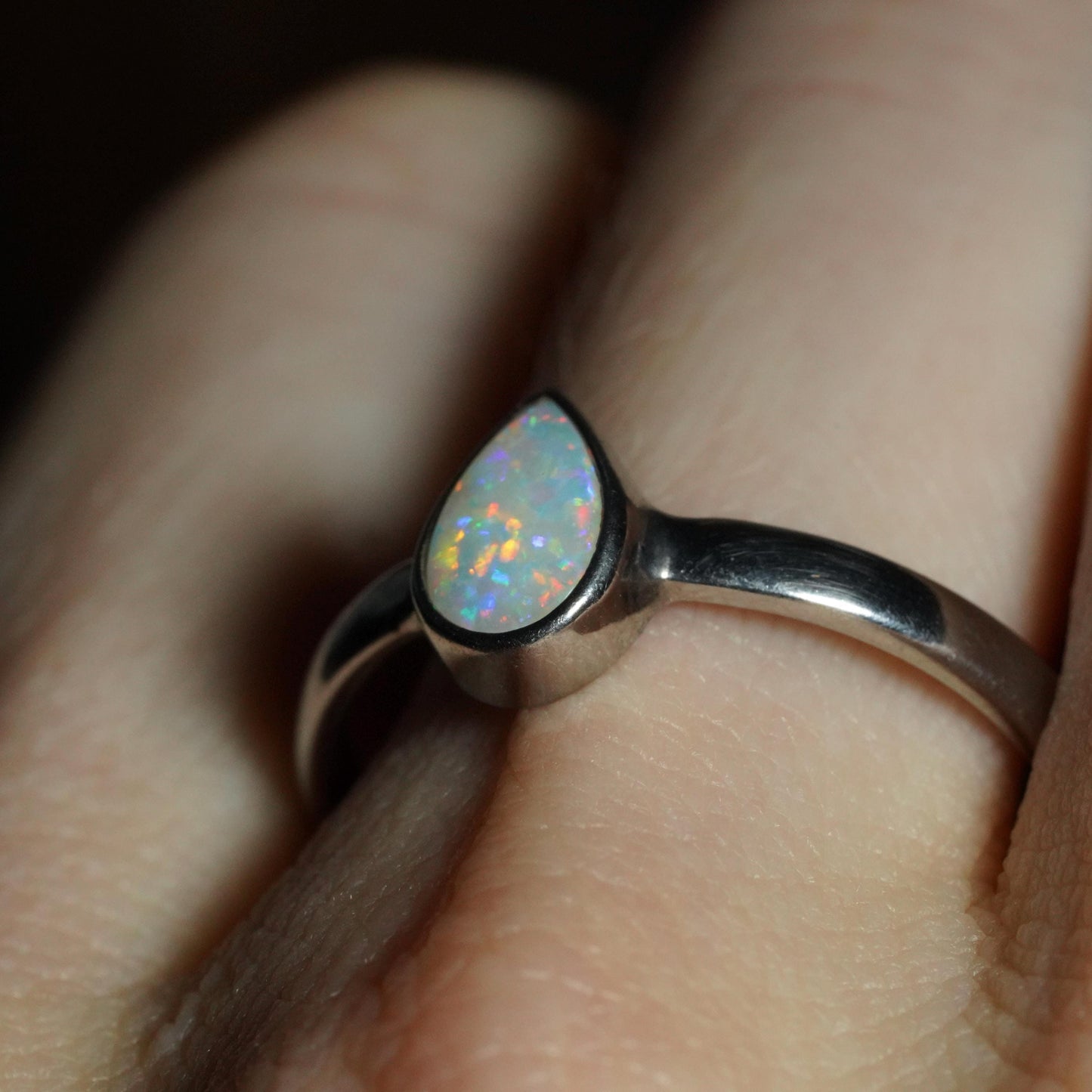 Australian Opal Ring | Sterling Silver | Size 8 3/4