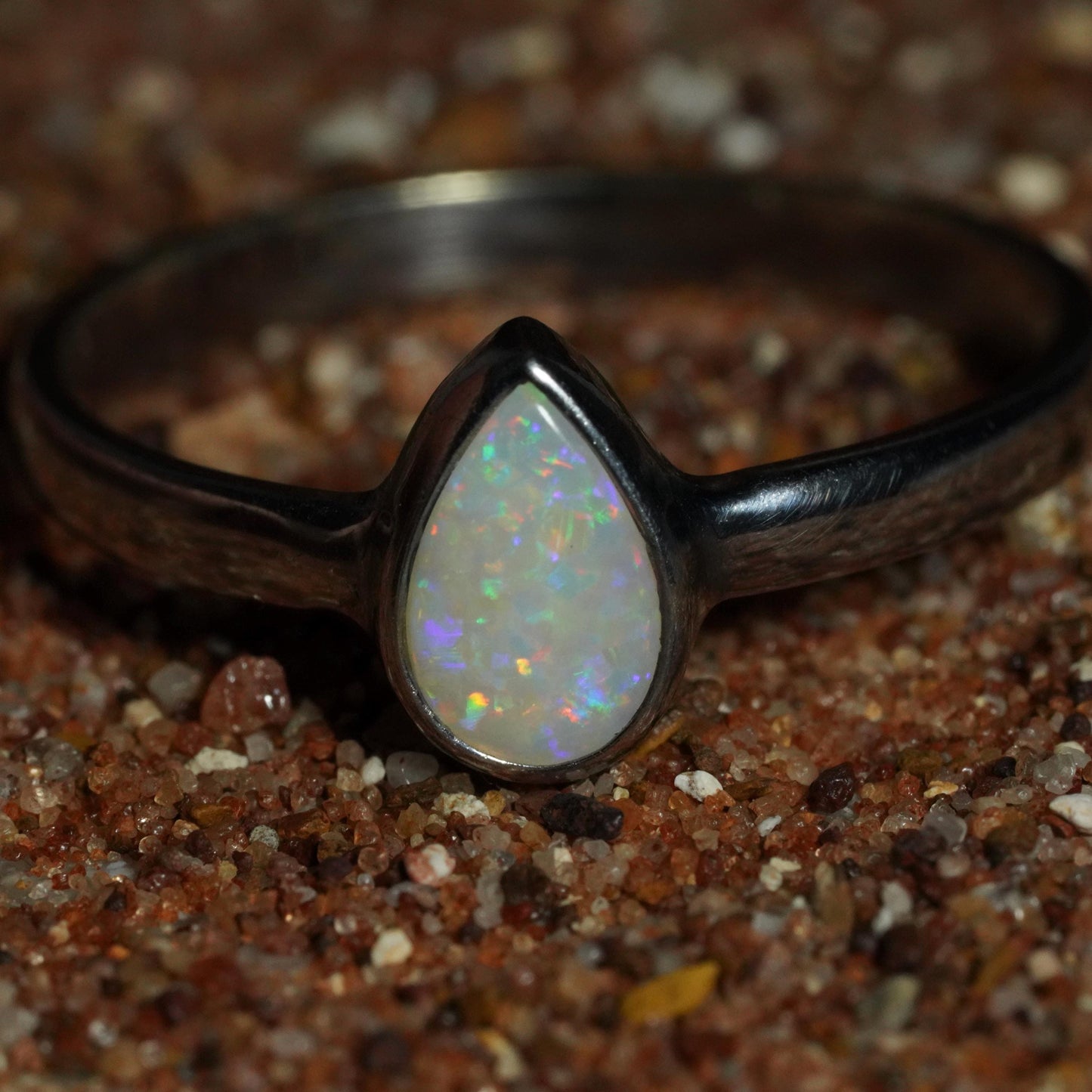 Australian Opal Ring | Sterling Silver | Size 8 3/4