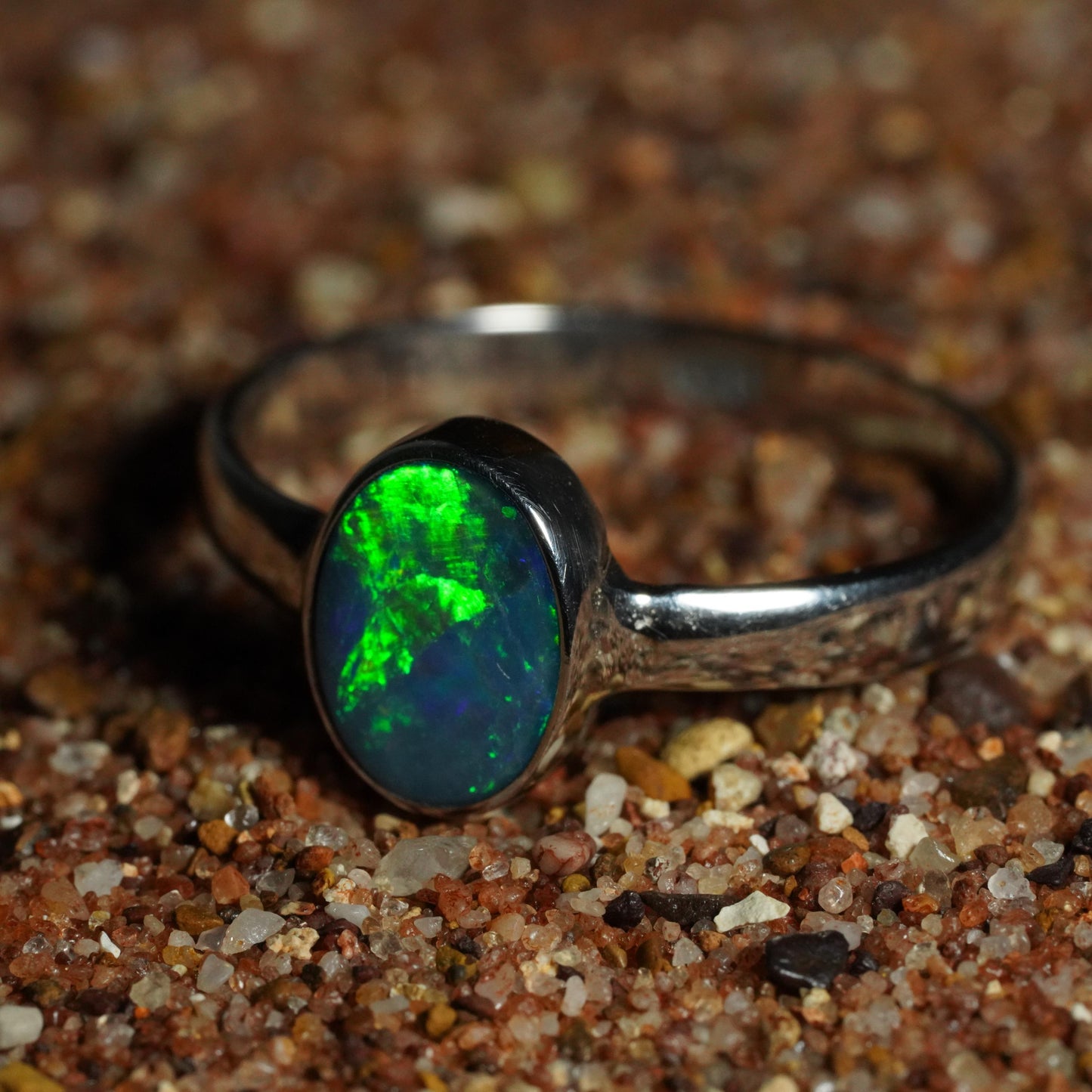 Australian Opal Doublet Ring | Sterling Silver | Size 6