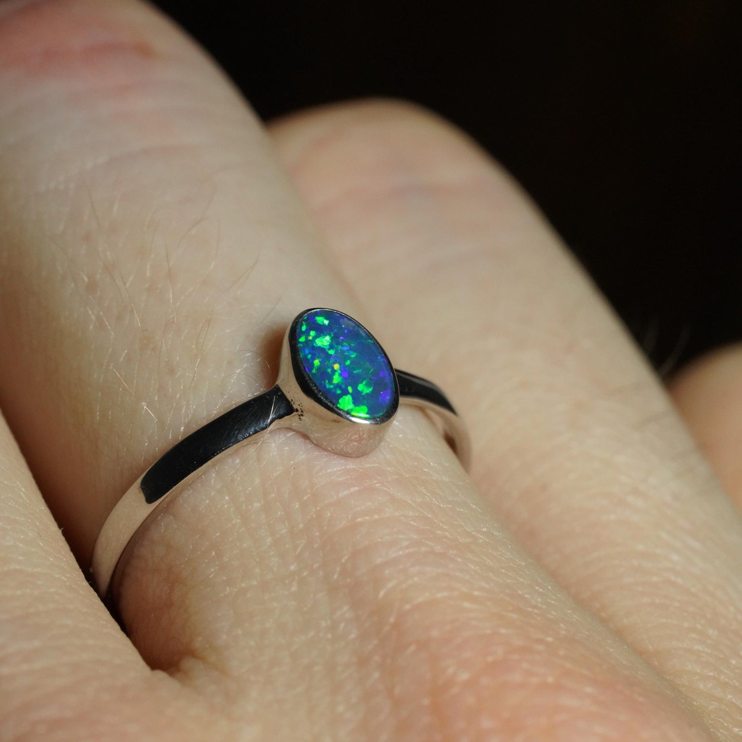 Australian Opal Doublet Ring | Sterling Silver | Size 6