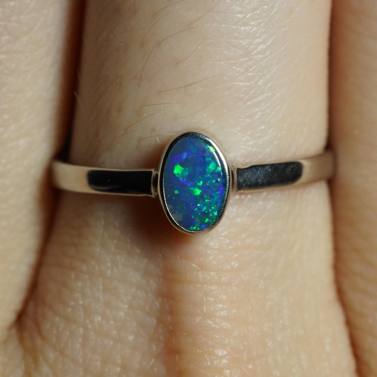 Australian Opal Doublet Ring | Sterling Silver | Size 6