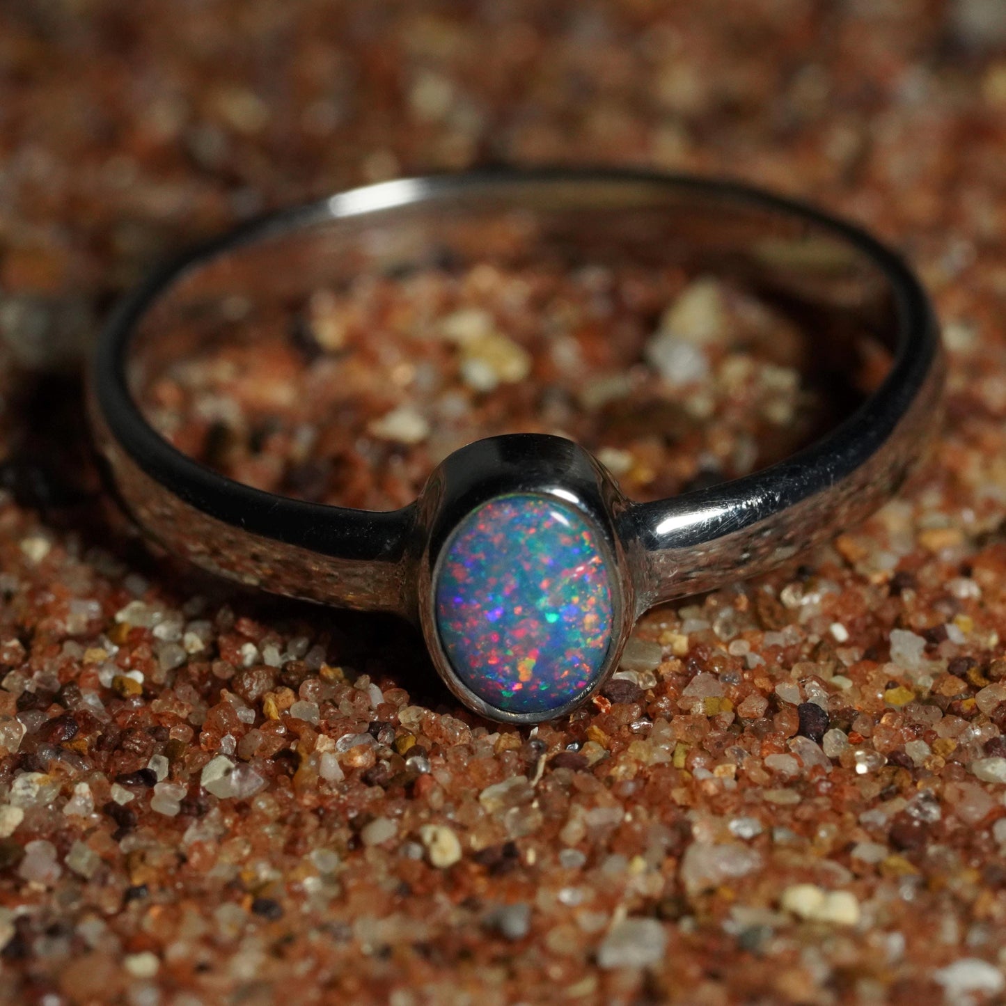 Australian Opal Ring | Sterling Silver | Size 6
