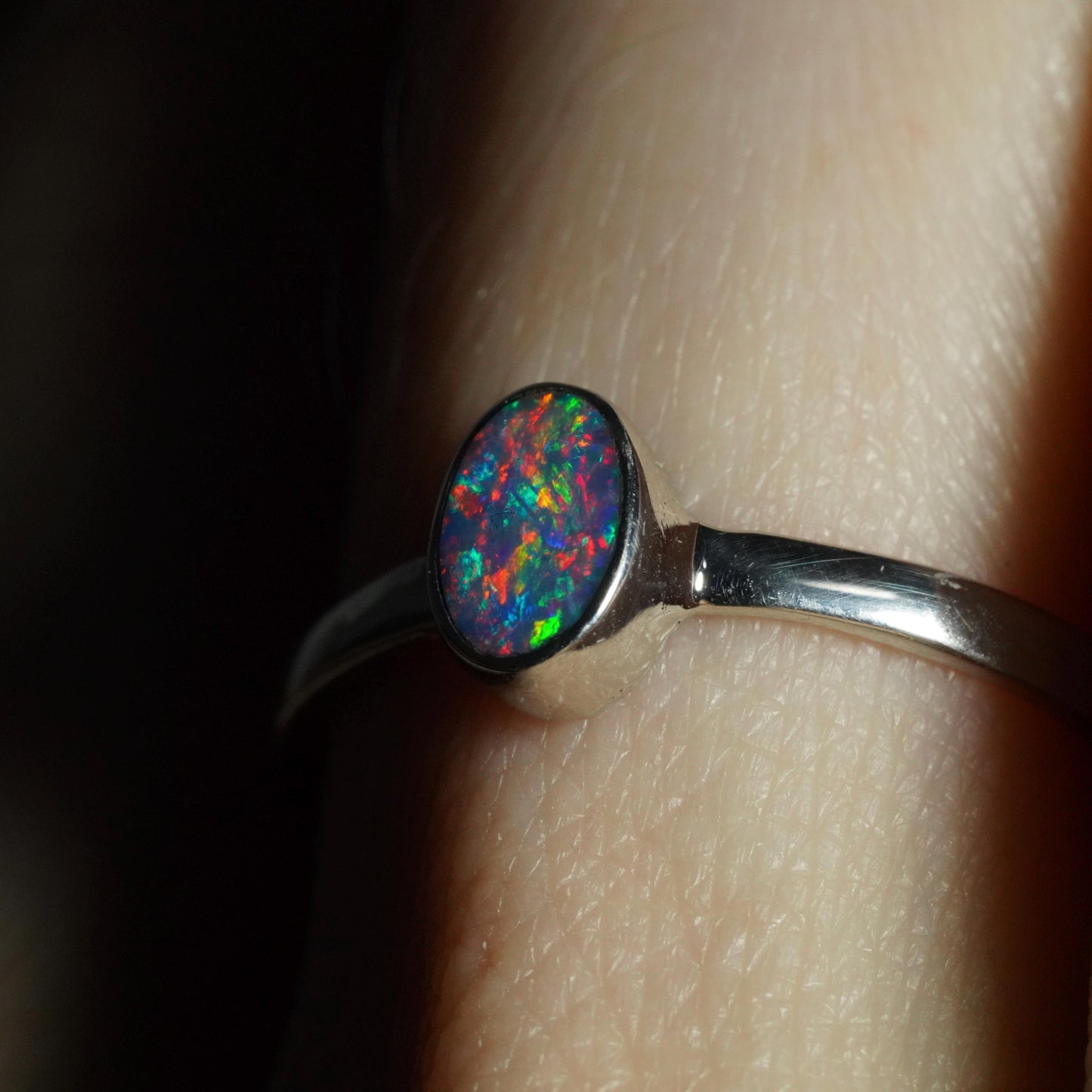 Australian Opal Ring | Sterling Silver | Size 6