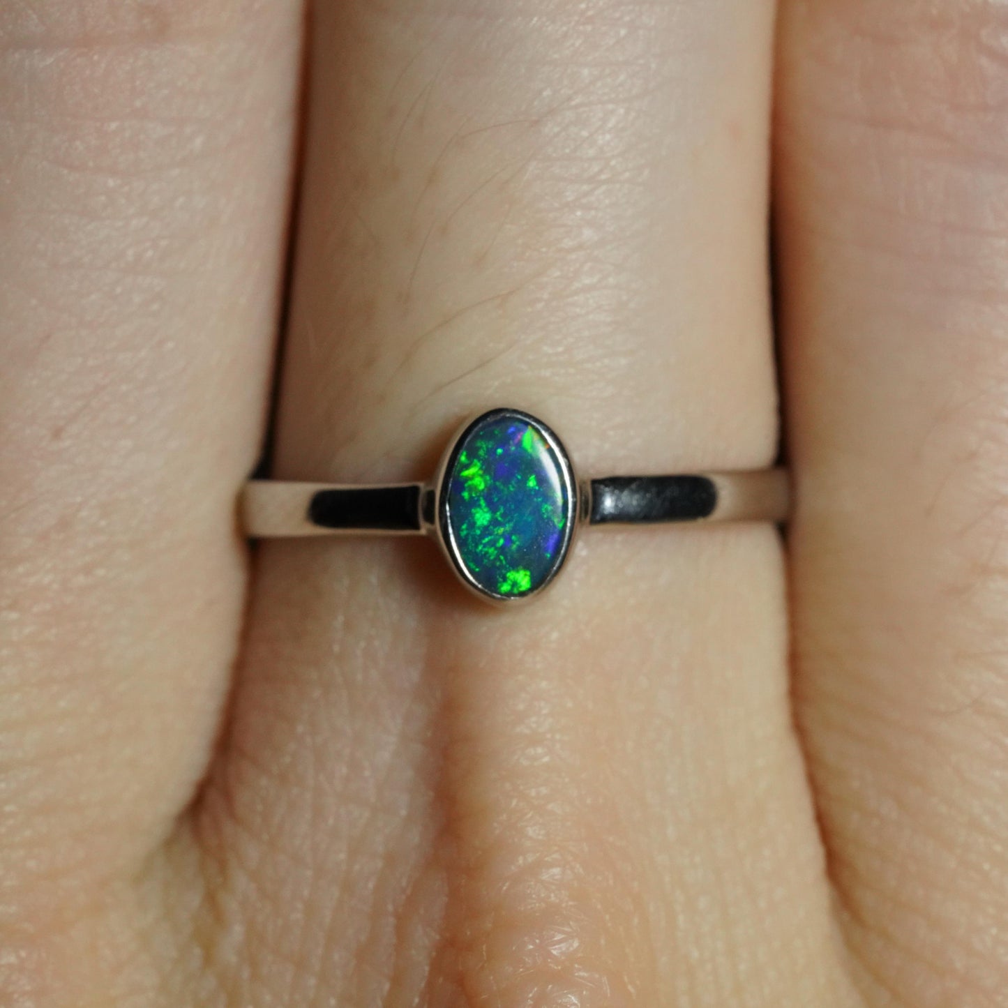 Australian Opal Doublet Ring | Sterling Silver | Size 6