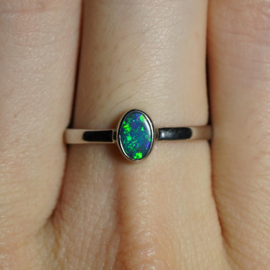 Australian Opal Ring | Sterling Silver | Size 6