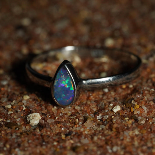 Australian Opal Ring | Sterling Silver | Size 6
