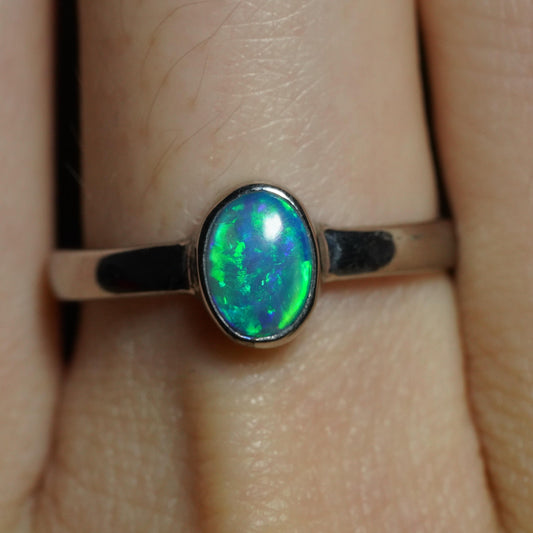 Australian Opal Ring | Sterling Silver | Size 6